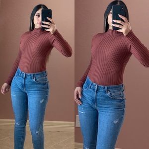 ALEXA Ribbed Bodysuit- mauve